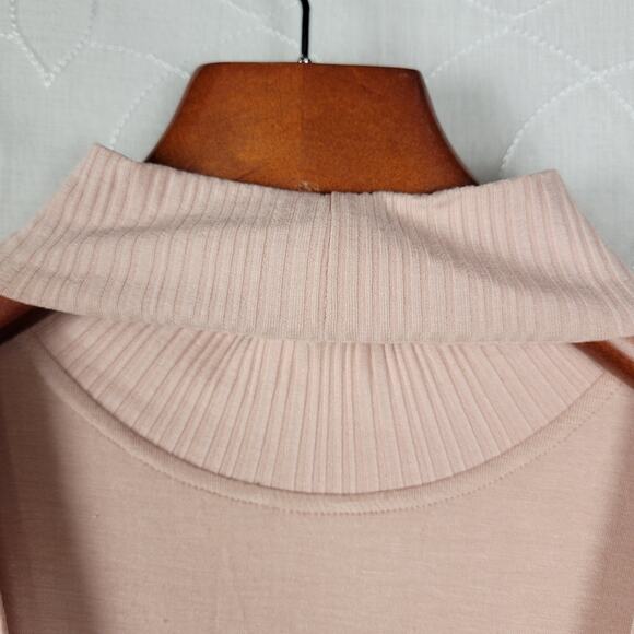 Anthropologie Womens Dress Size M Pink Mock Neck Asymmetric Hem Ribbed Open Back - Picture 4 of 12